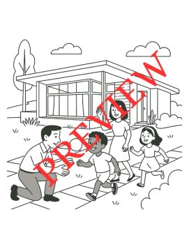 25 Multicultural Mid-Century Modern Life Coloring Pages, image 3