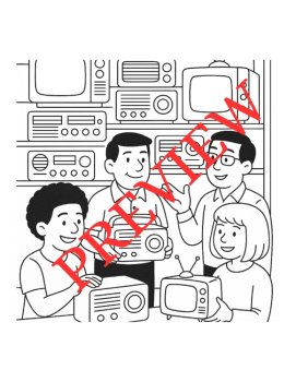 25 Multicultural Mid-Century Modern Life Coloring Pages, image 4