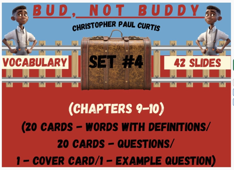 Bud, Not Buddy Vocabulary Boom™ Cards Set #4 (Chapters 9-10) 42 Cards