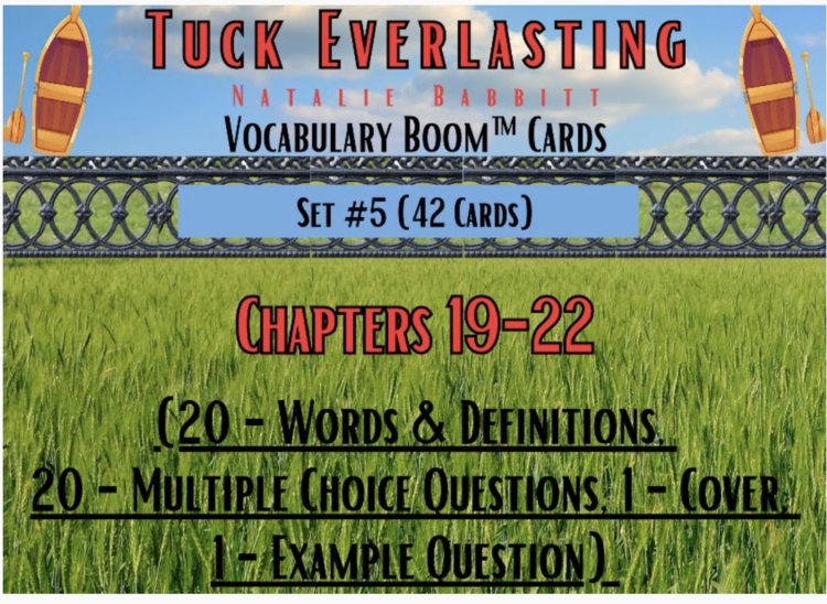 Tuck Everlasting Vocabulary Boom™ Cards Set #5 (Chapters 19-22) 42 Cards