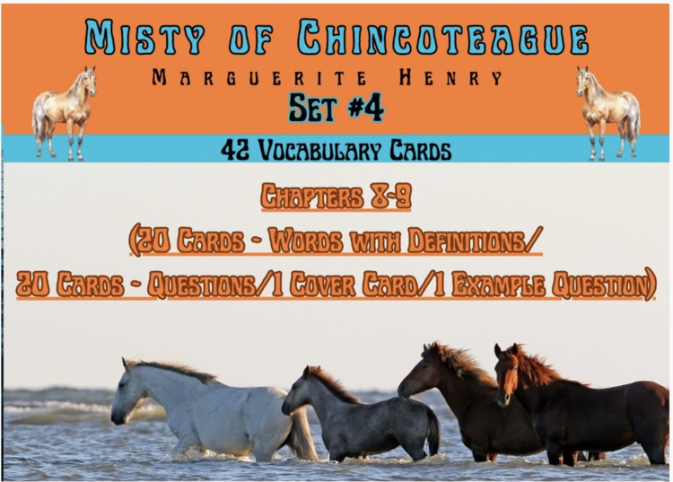 Misty of Chincoteague Vocabulary Boom™ Cards Set #4 (Chapters 8-9) 42 Cards