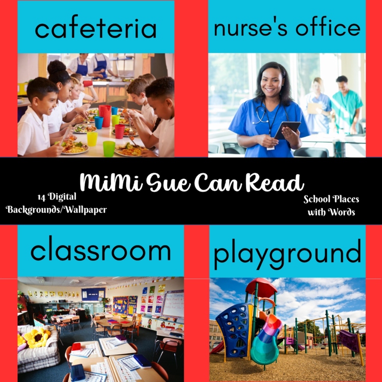 Places in School Words and Pictures 14 Slides Digital Wallpapers First Week