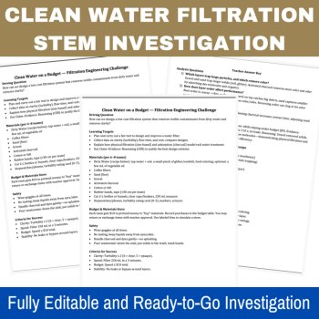Clean Water Filtration STEM Investigation | Scientific Method 6th, 7th, 8th, image 4