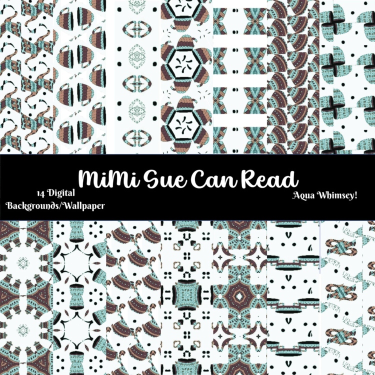 Aqua Whimsy! 14 Digital Backgrounds/Wallpapers 300 dpi Multi-Color