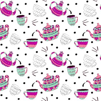 BOHO Teapots and Cups! 14 Digital Backgrounds/Wallpapers 300 dpi, image 3