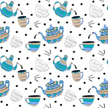 BOHO Teapots and Cups! 14 Digital Backgrounds/Wallpapers 300 dpi, image 4