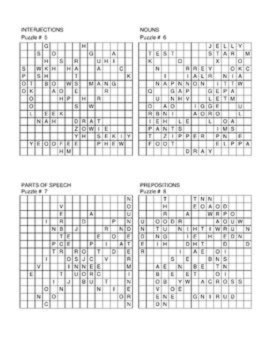10 Parts of Speech-Themed Word Search Puzzles including Answers, image 4