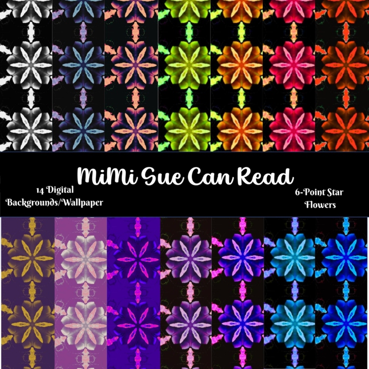 6-Point Star Flowers! 14 Digital Backgrounds/Wallpapers Multi-Color 300 dpi