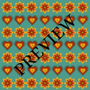70s BOHO Hearts, Flowers, & Stripes! 14 Digital Backgrounds/Wallpapers, image 3