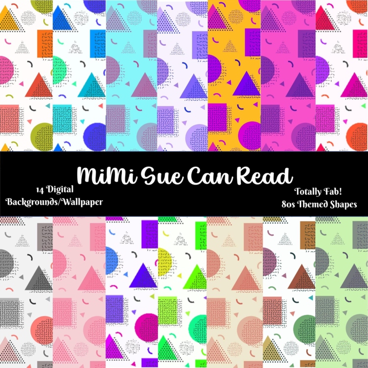 Totally Fab! 80s Themed Shapes 14 Digital Backgrounds/Wallpapers Multi-Colored