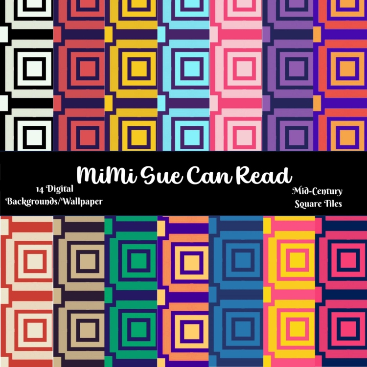 Mid-Century Modern Square Tiles Digital Backgrounds/Wallpapers Multi-Colored