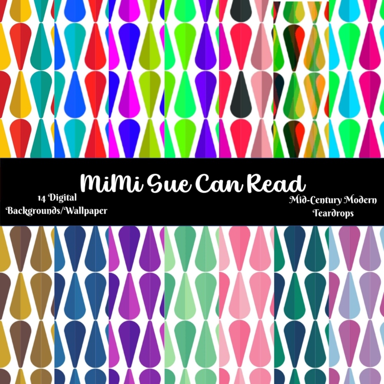 Mid-Century Modern Teardrops 14 Digital Backgrounds/Wallpapers Multi-Colored