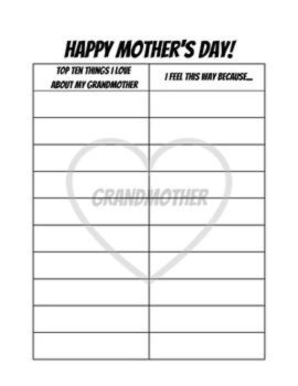 Top Ten Things I Love About My Mother/Grandmother (& Why) Mother's Day Writing, image 2