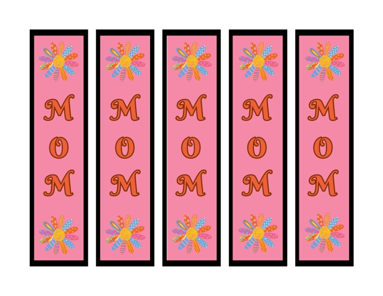 Mother's Day! 5 MOM w/Quilted Pastel Flowers Bookmarks.