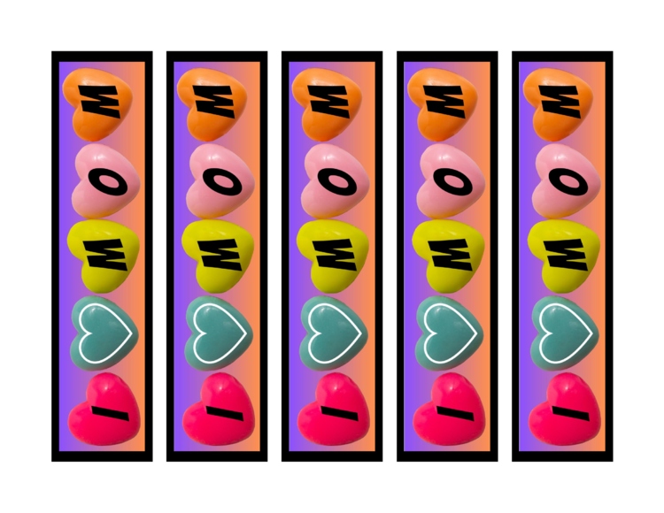 Mother's Day! 5 I "HEART" MOM Bookmarks. Brightly Colored.