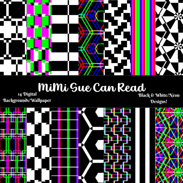 Black & White/Neon Designs! 14 Digital Backgrounds/Wallpapers