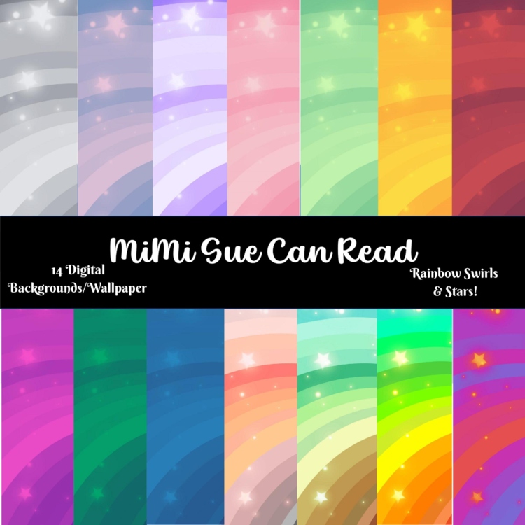 Rainbow Swirls & Stars 14 Digital Backgrounds/Wallpapers