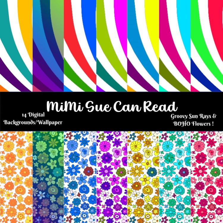 Groovy Sun Rays & BOHO Flowers! 14 Digital Backgrounds/Wallpapers