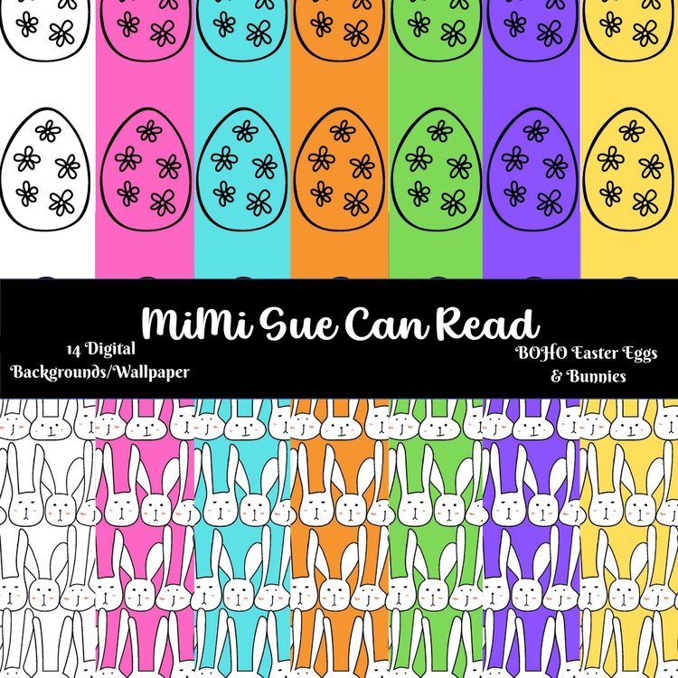 BOHO Easter Eggs & Bunnies 14 Digital Backgrounds/Wallpapers