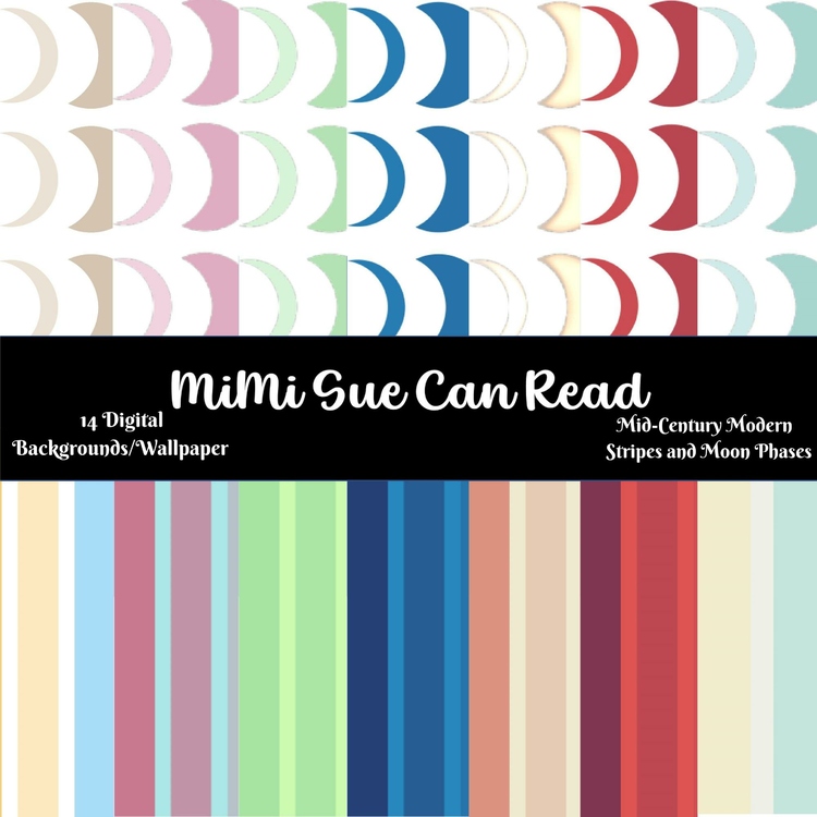 BOHO Mid-Century Modern Stripes & Moon Phases 14 Digital Backgrounds/Wallpapers