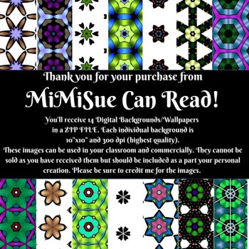 Kaleidoscope Flowers & Stars 14 Digital Backgrounds/Wallpapers, image 2