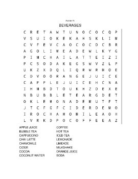 10 Food-Themed Word Search Puzzles & Answers (Nutrition Science/Home Economics), image 3