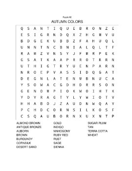 10 Fall and Thanksgiving Word Search Puzzles with Answers (Set A), image 3