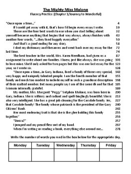 The Mighty Miss Malone (Christopher Paul Curtis) 33 Novel Fluency Passages, image 3