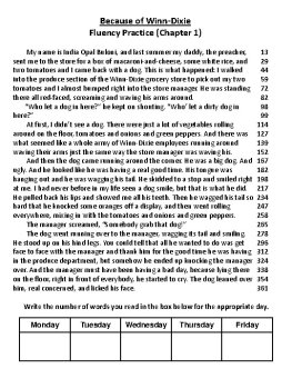 Because of Winn-Dixie (Kate DiCamillo) Novel Fluency Passages, image 3