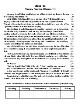 Stone Fox (John Reynolds Gardiner) Novel Fluency Passages, image 3