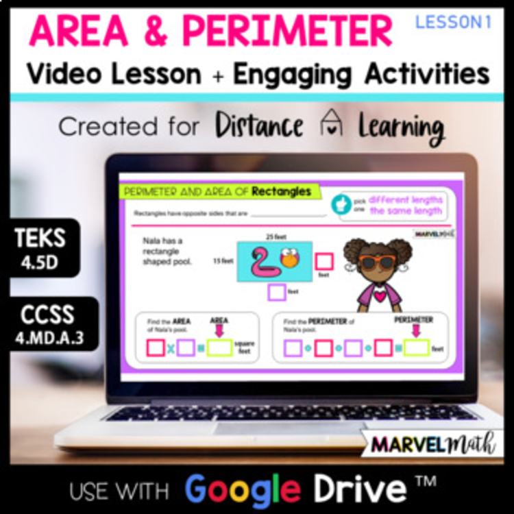 4th Grade Area and Perimeter of Rectangles - Digital Activities and Video Lesson