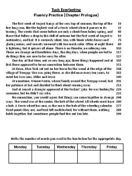 Tuck Everlasting (Natalie Babbitt) Novel Fluency Passages, image 3