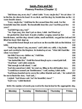 Sarah, Plain and Tall (Patricia MacLachlan) Novel Fluency Passages, image 3