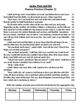 Sarah, Plain and Tall (Patricia MacLachlan) Novel Fluency Passages, image 4