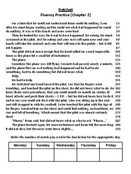 Hatchet (Gary Paulsen) Novel Fluency Passages, image 4