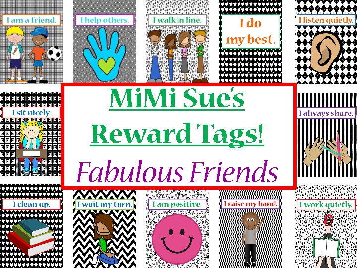 MiMi Sue's Reward Tags (Fabulous Friends/Primary Behaviors) 36 Designs Behavior
