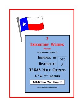 3 Historical Texas Citizens (Male) Expository Writing Prompts 6th 7th Set A, image 2