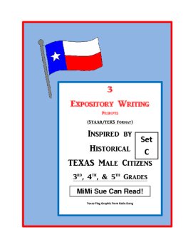 3 Historical Texas Citizens (Male) Expository Writing Prompts 3rd 4th 5th Set C, image 2