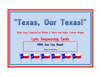 Texas State Song ("Texas, Our Texas!") Lyric Sequencing Cards, image 2