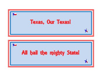 Texas State Song ("Texas, Our Texas!") Lyric Sequencing Cards, image 3