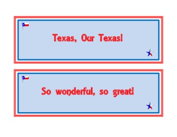 Texas State Song ("Texas, Our Texas!") Lyric Sequencing Cards, image 4