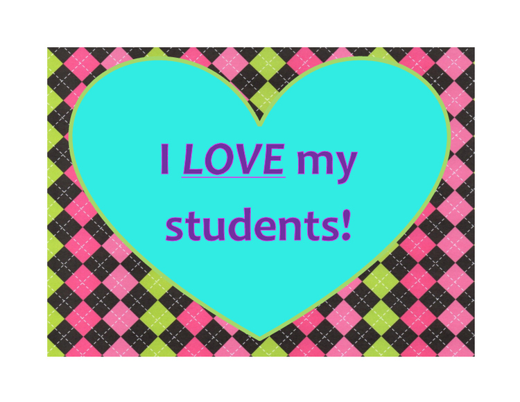 I LOVE My Students! Valentines Day Poster/Sign FREE! Hot Pink Argyle