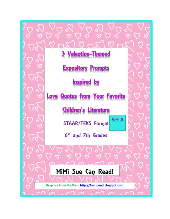 3 Valentine-Themed Expository Prompts Children's Books Set A 6th 7th Grades