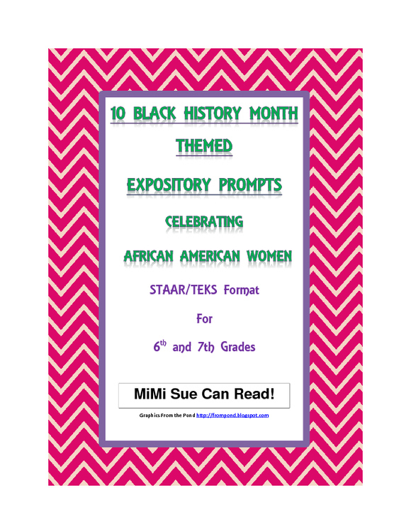 Women's History Month/African American (Female) 10 EXP Writing Prompts 6th/7th