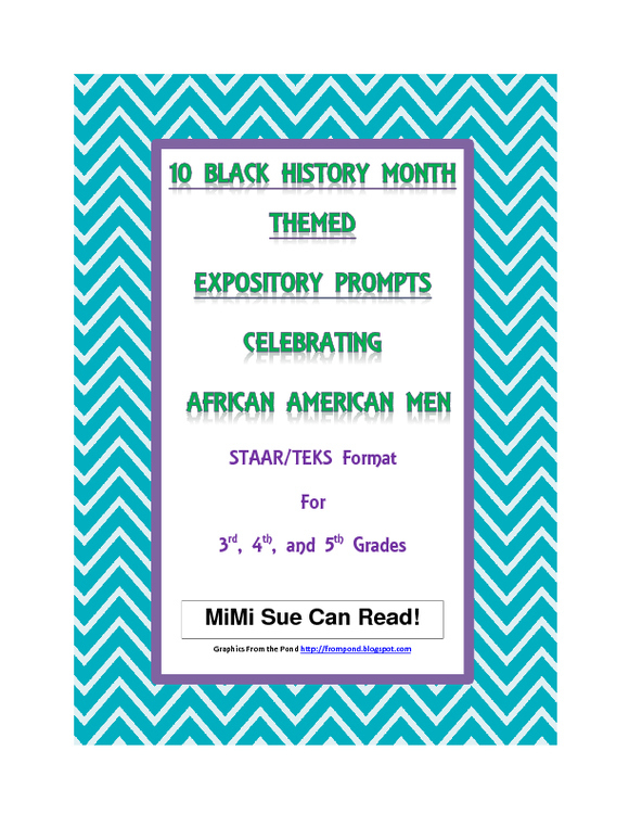 10 Black History Month (Male) Expository Writing Prompts STAAR 3rd 4th 5th