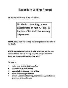 3 MLK.-Themed Expository Writing Prompts (STAAR/TEKS) Set C 3rd 4th 5th Grades, image 2