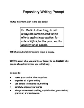 3 MLK.-Themed Expository Writing Prompts (STAAR/TEKS) Set C 3rd 4th 5th Grades, image 4