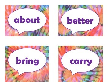 Dolch Third Grade Sight Word Flash Cards (Tie Dye with Purple Lettering), image 2