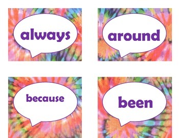 Dolch Second Grade Sight Word Flash Cards (Tie Dye with Purple Lettering), image 2