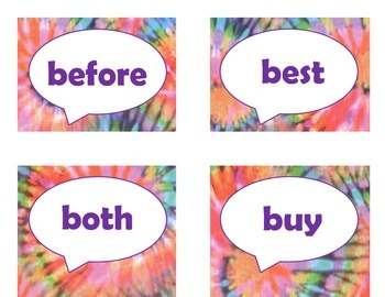 Dolch Second Grade Sight Word Flash Cards (Tie Dye with Purple Lettering), image 3
